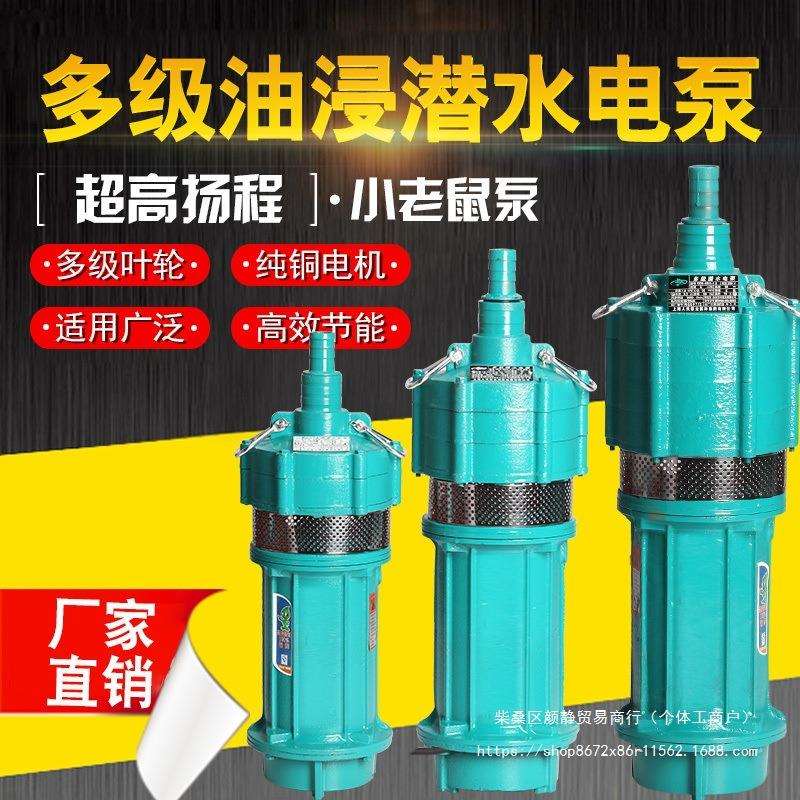 QD多级潜水泵家用220v高扬程油浸式小老鼠深井泵农用灌溉水泵380v
