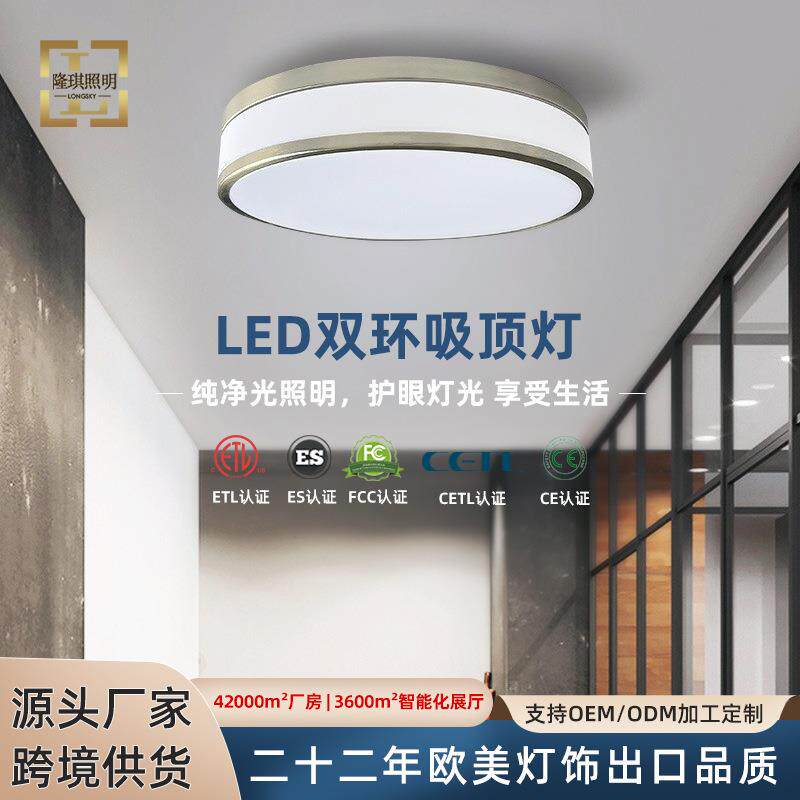 现代超薄夜光LED双环平面吸顶灯 个性时尚客厅走道卧室圆球吸顶灯