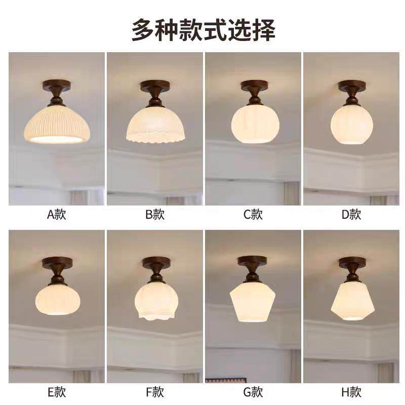 走廊灯过道灯中古风美式复古简约花朵楼梯入口玄关小灯阳台吸顶灯