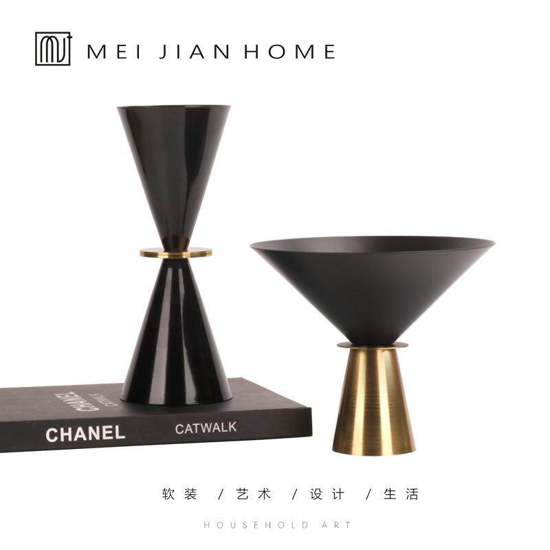 合金漏斗摆件组合简约现代轻奢家居饰品创意客厅样板间售楼部软装