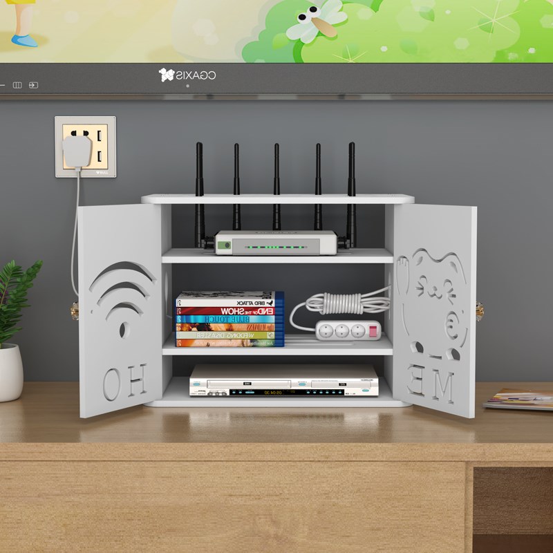 路由器收纳盒无线wifi机顶盒光猫置物架客厅电线插排整理遮挡箱子