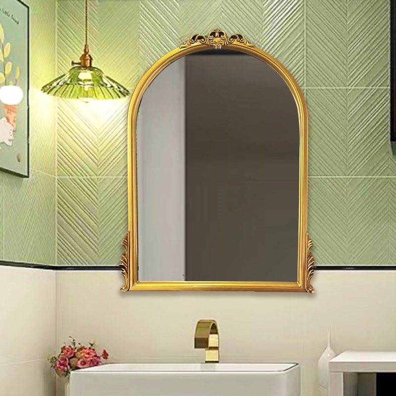 法式美式复古拱形浴室镜卫生间镜子LED智能背灯挂镜化妆镜梳妆台