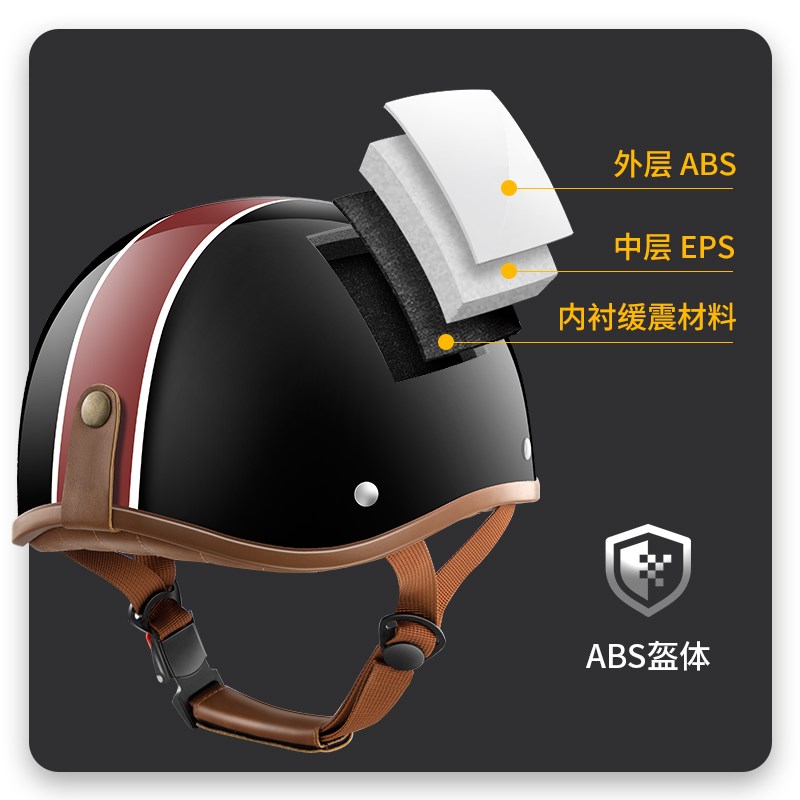 3C认证野马四季通用电动摩托车头盔男女复古瓢盔夏季半盔安全帽灰