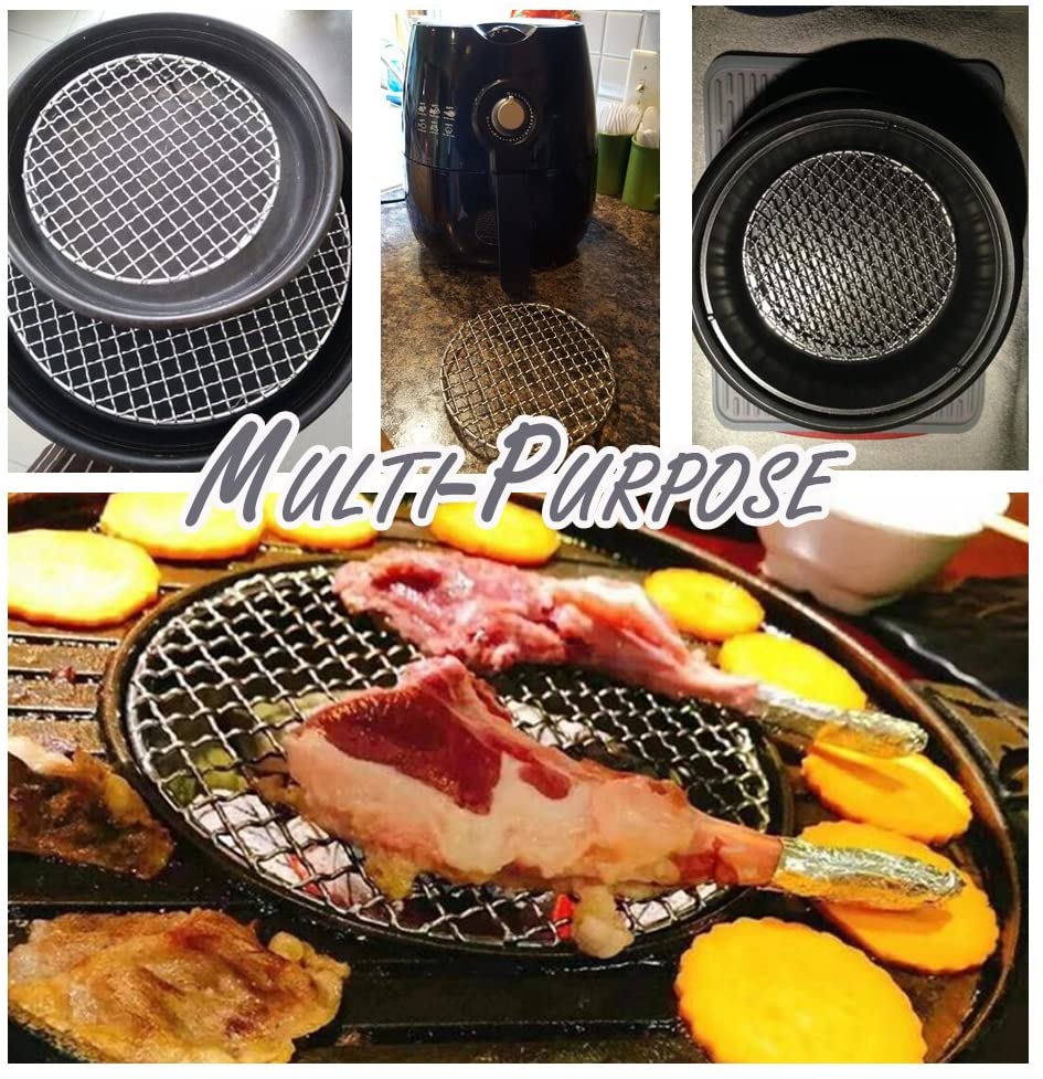 烧烤网圆形不锈钢网格片日式烤网直火网架加粗商用铁丝小加密