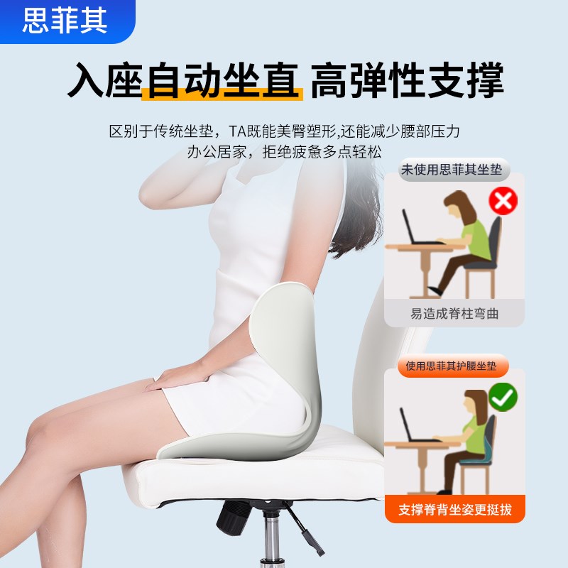 思菲其护腰久坐神器坐垫腰部支撑靠垫座椅腰枕腰托办公室人体工学