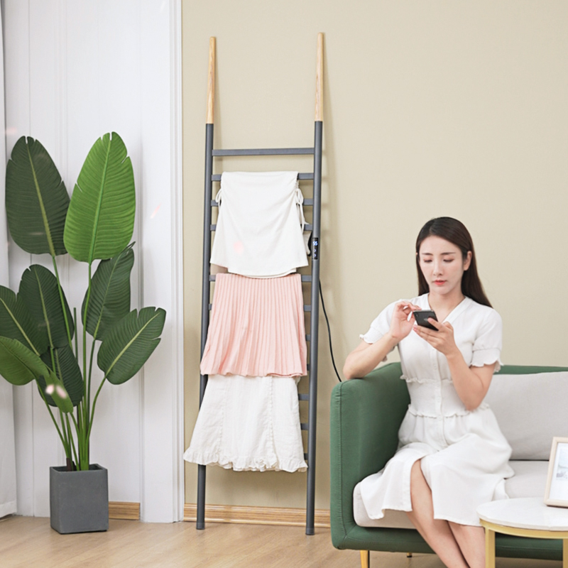 落地电热梯子毛巾架家用卫生间置物免打孔智能加热浴巾烘干架立式