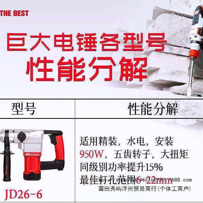 巨大36-2两用电锤冲击钻1200W大功率工业线槽开槽机安全离合爆模