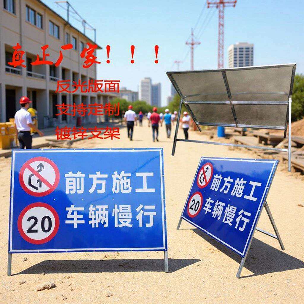 可移动可折叠道路施工改道绕行减速慢行提示架反光安全警示标语