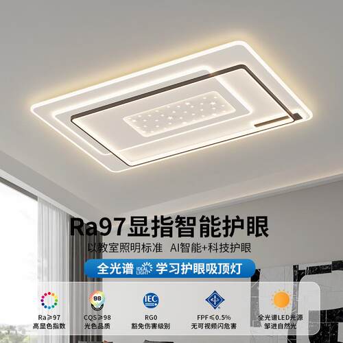 2023新款LED长方形客厅灯现代简约圆形卧室书房智能护眼中山灯具
