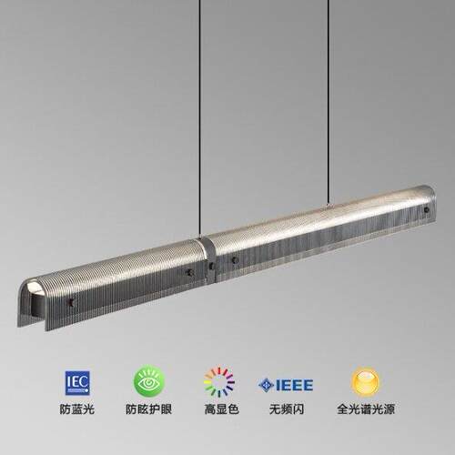 2023新款高端极简一字长条餐厅吊灯意式轻奢设计师吧台黑色高级感