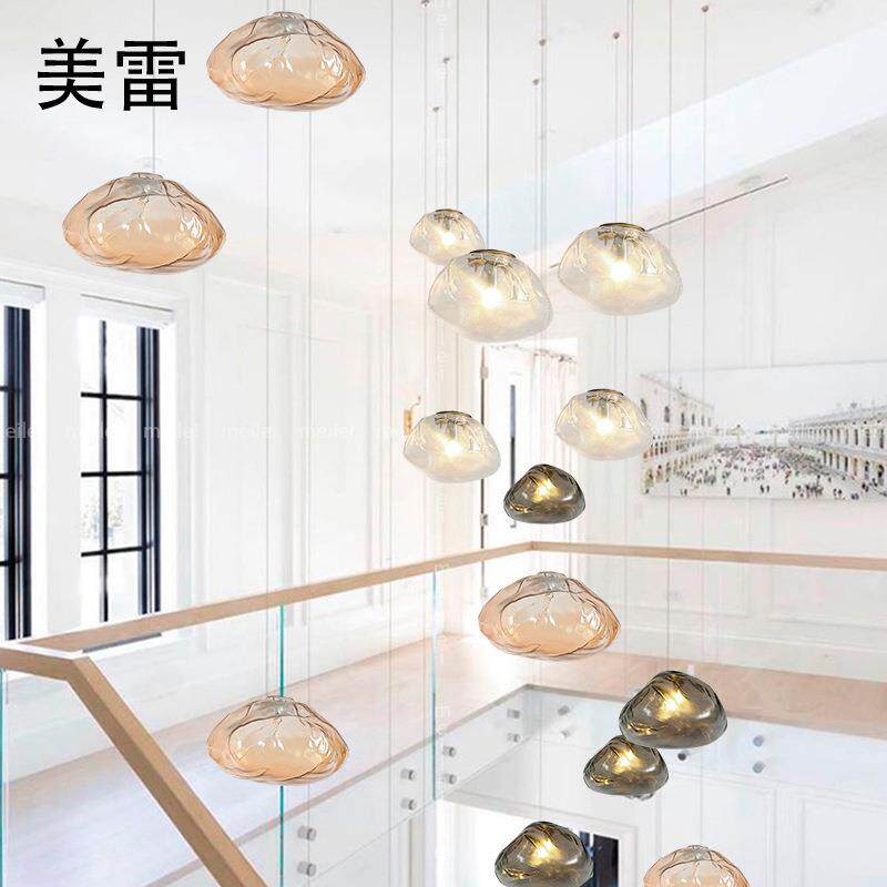 简约创意北欧云朵现代艺术餐厅服装店展厅复式楼梯玻璃装饰吊灯