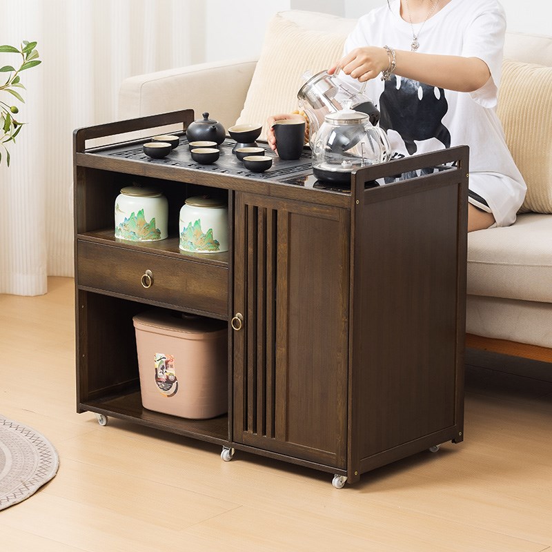 家用移动茶台非实木茶桌侧边茶水柜客厅沙发边几小户型茶几新中式