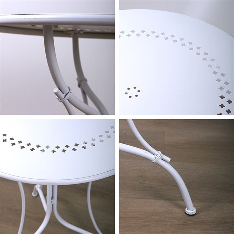 你可居法式复古小圆桌户外阳台花园铁艺白色桌子做旧茶几