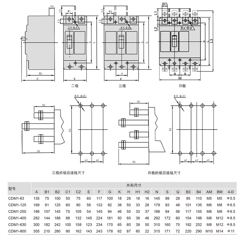 德力西空气开关100A125A400A250A200A安 3P塑壳断路器4P空开 CDM1