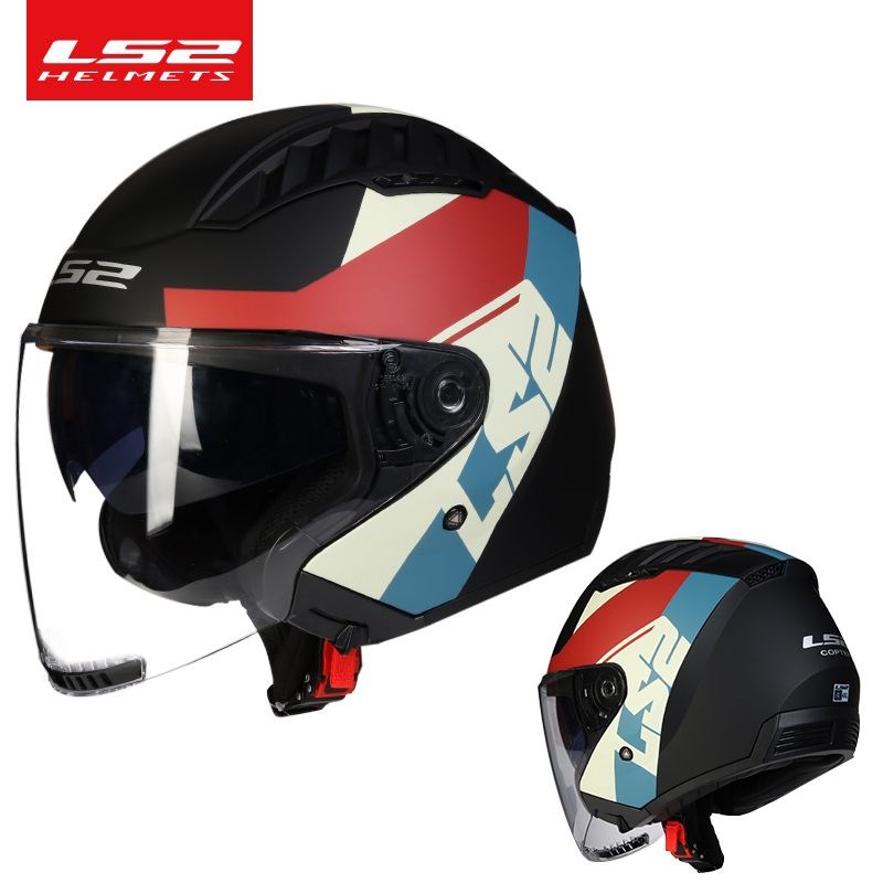 LS2半盔摩托车覆古头盔男女哈雷机车踏板电动车安全帽四季通用4/3