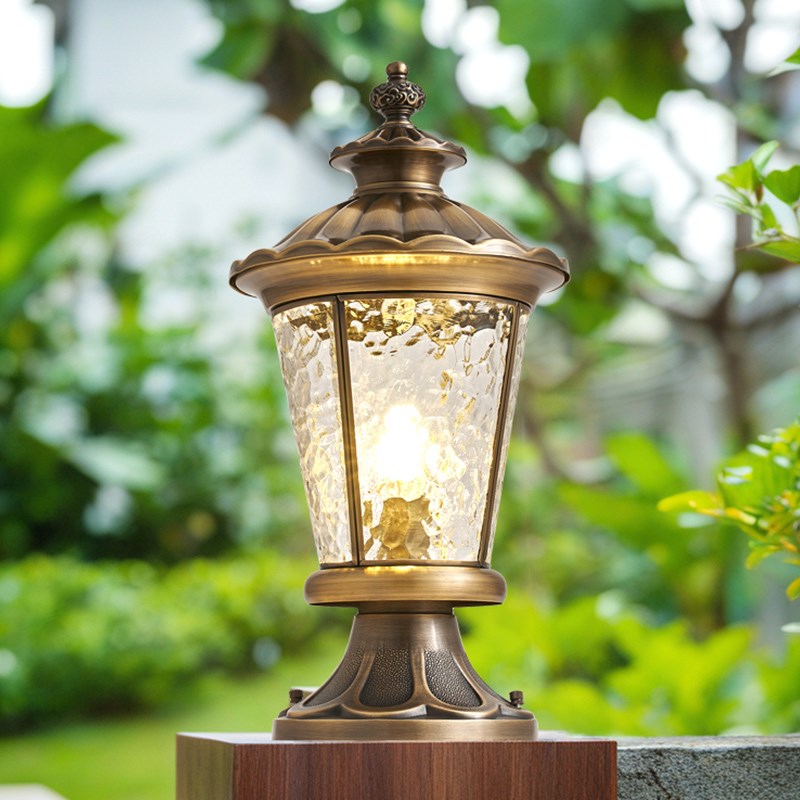 欧式全铜柱子灯接电款户外别墅庭院大门柱头围墙灯室外Z防水草坪