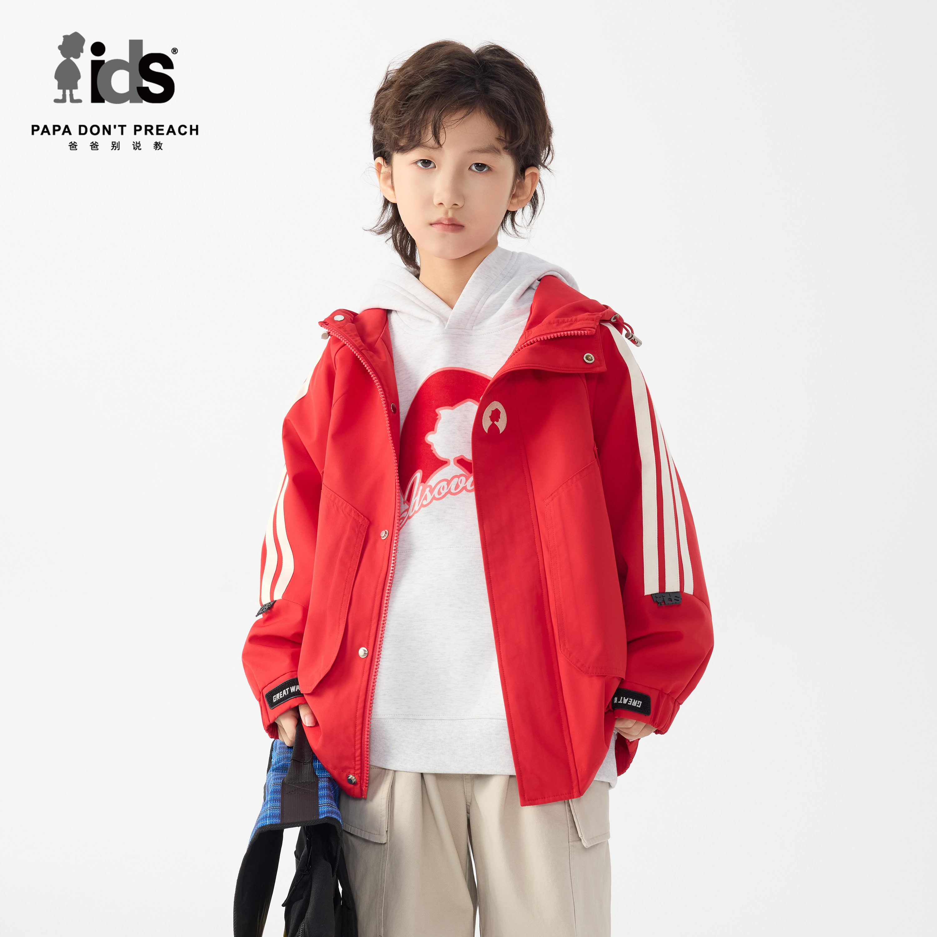 IDS童装连帽夹棉风衣外套