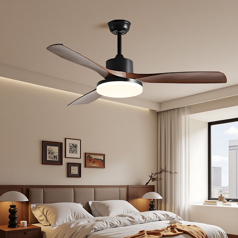 大风力风扇吊灯餐厅家用客厅卧室中古风简约一体变频吸顶风扇灯