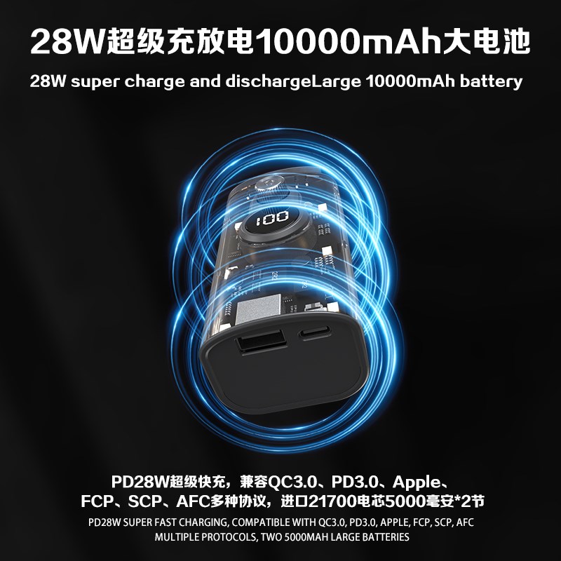 暴力风扇手持涡轮风扇10万转无刷电机双头可拆21700电池快充飓风