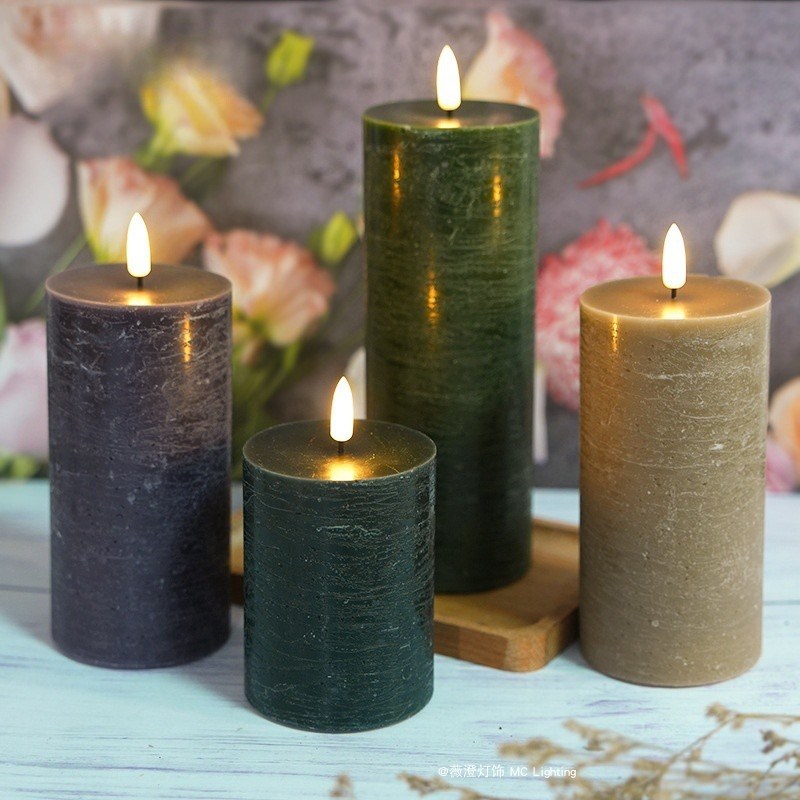 水纹蜡面仿真氛围蜡烛灯复古充电遥控小夜灯求婚生日装饰婚庆摆件