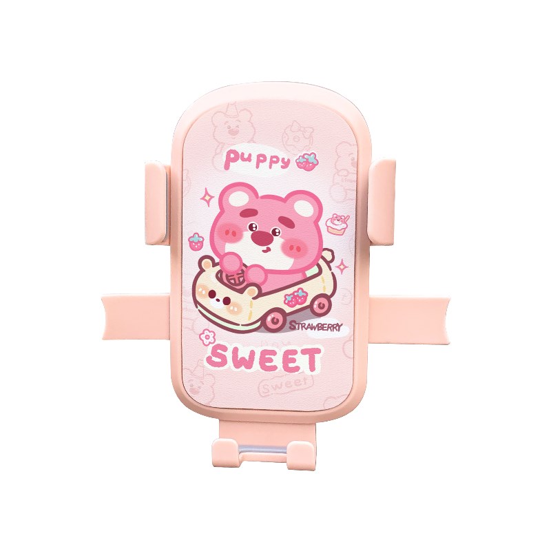 草莓熊电动车手机支架骑手外卖电瓶摩托车自行车导航减震手机架女