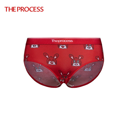 TP内裤情侣女新年卡通兔尾巴本命年红内裤三角裤中腰柔软结婚礼物