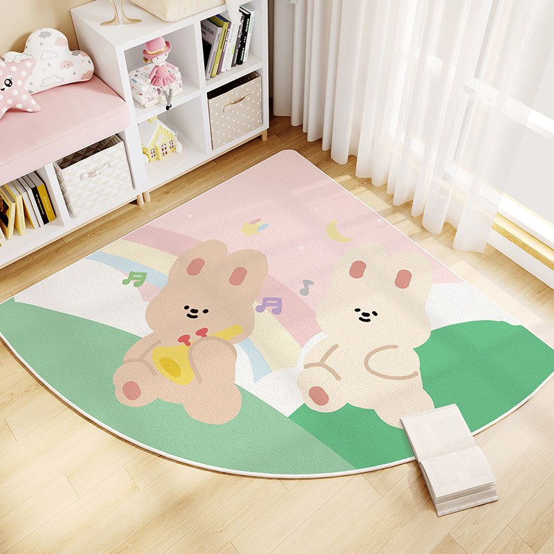 儿童房扇形地毯读书角地垫书房卧室卡通宝宝爬爬垫子幼儿园阅读区