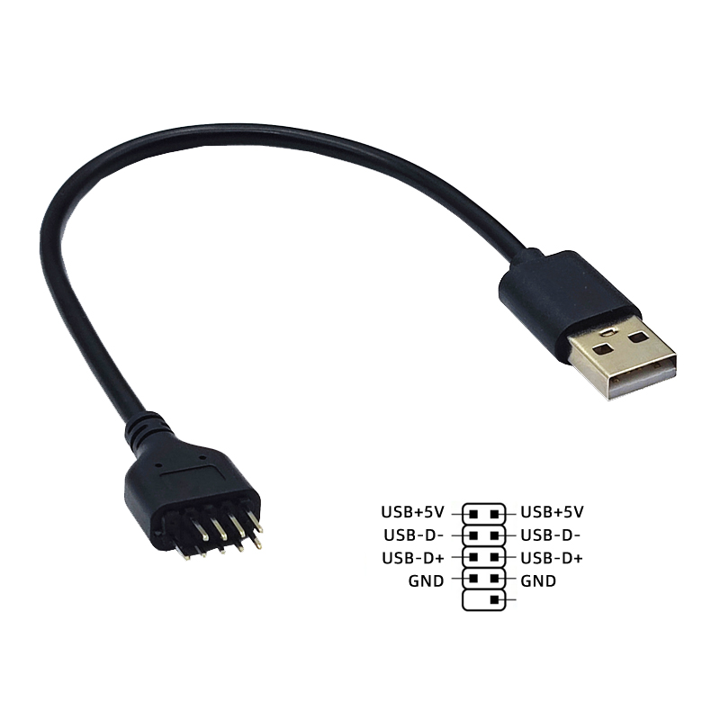 USB A公头转主板9PIN针台式机内置蓝牙水冷数据转外置USB口转接线