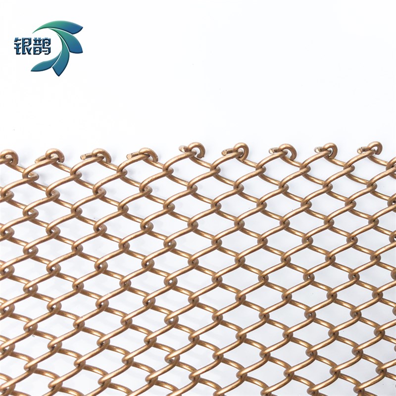 酒吧玄关帘子吊顶复古网门帘金属黄铜网 酒店装饰网帘网勾花网