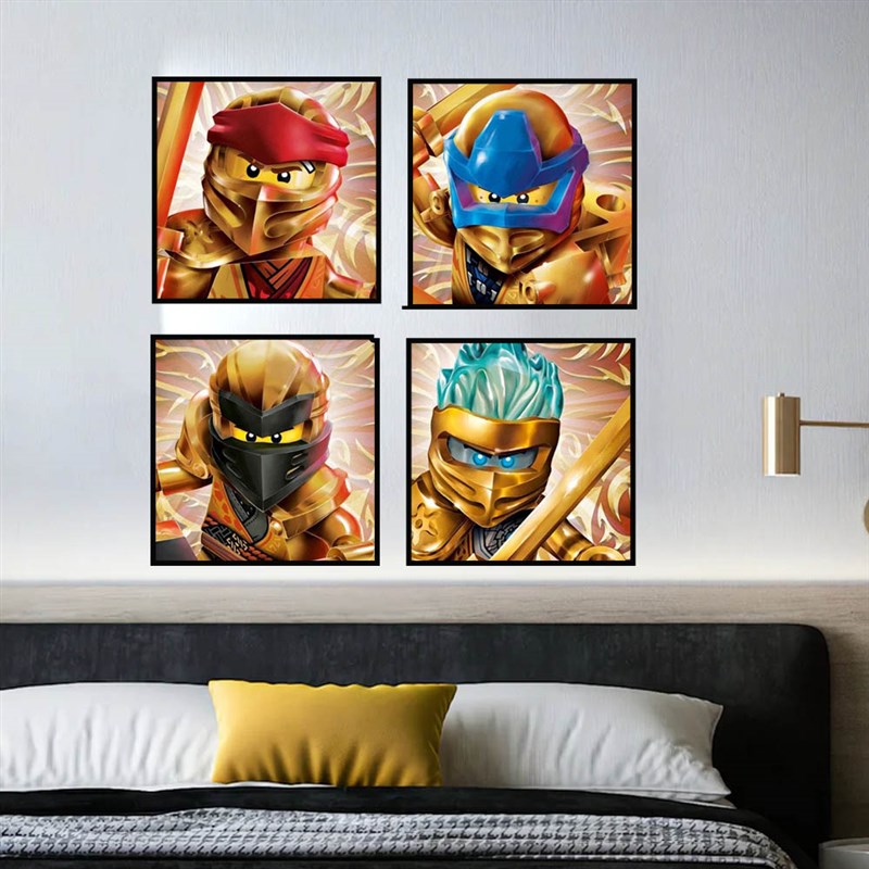 幻影忍者钻石画儿童房装饰画床头男孩diy手工点钻小学生贴砖石绣