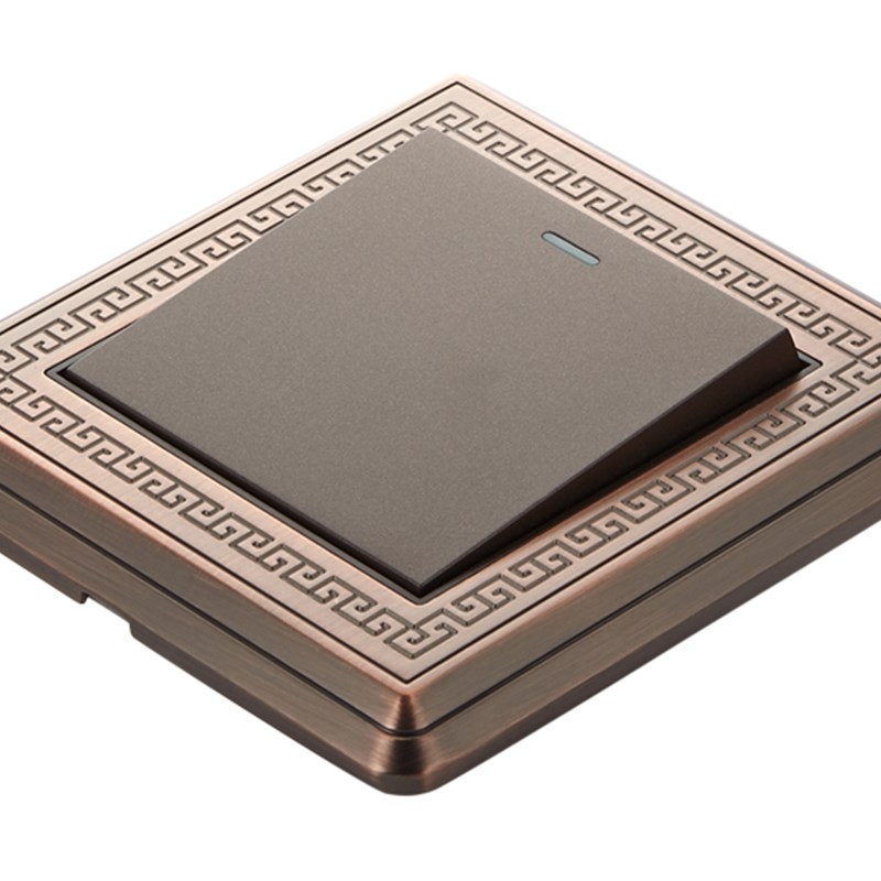 卡洛西姆中式开关USB插座5五孔复古拉丝面板别墅家用86型个性