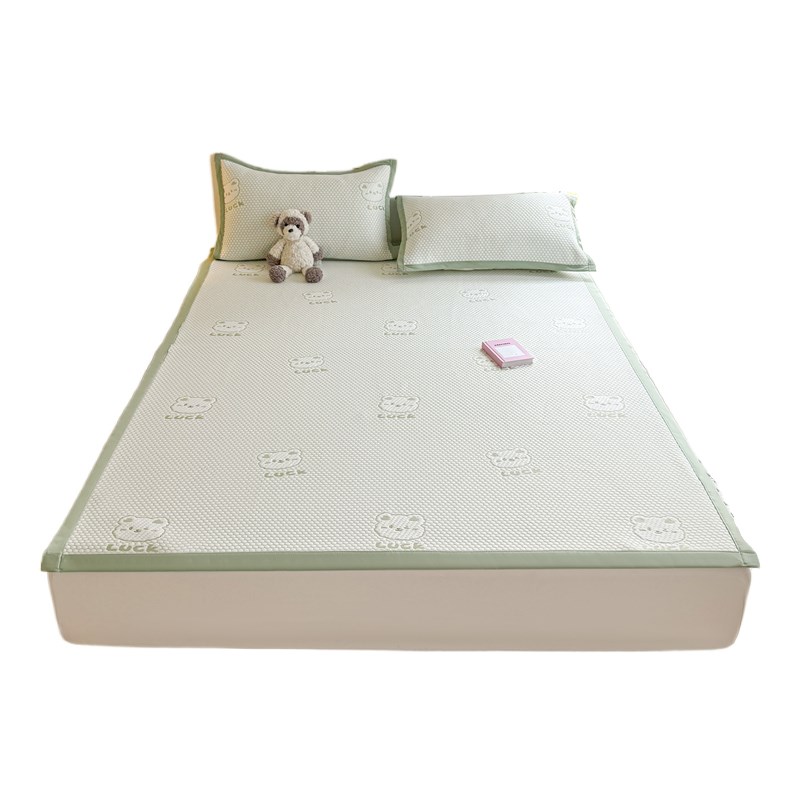 A类卡通小熊冰豆豆凉席夏季凉感冰丝席三件套2024新款可机洗空调3