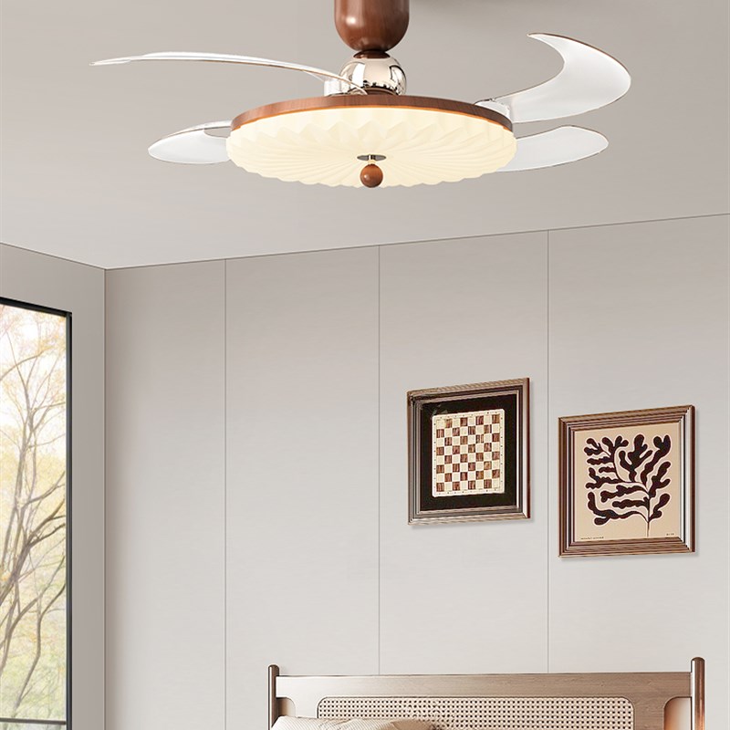 华谊灯饰中世纪风格隐形吊扇灯霜眼护眼强风静音餐厅卧室一体式风