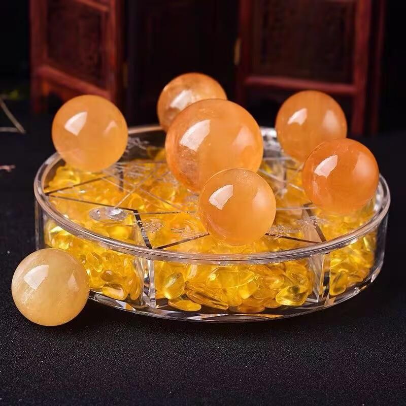 天然黄水晶原石打磨七星阵招财摆件适合家居玄关客厅装饰化解厨房
