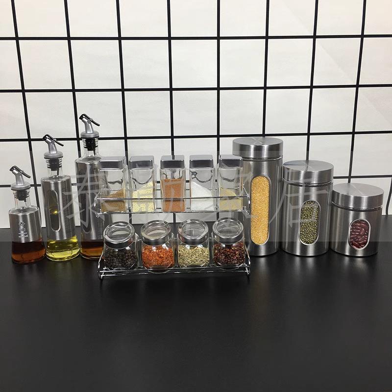 样板房厨房摆件酒店展厅装饰品橱柜调味罐储物罐油壶套装家居创意