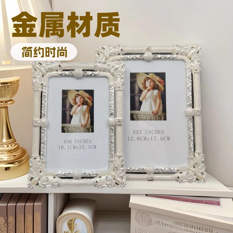 立体时尚简约银色金属相框摆台，,影楼相框,合金相框