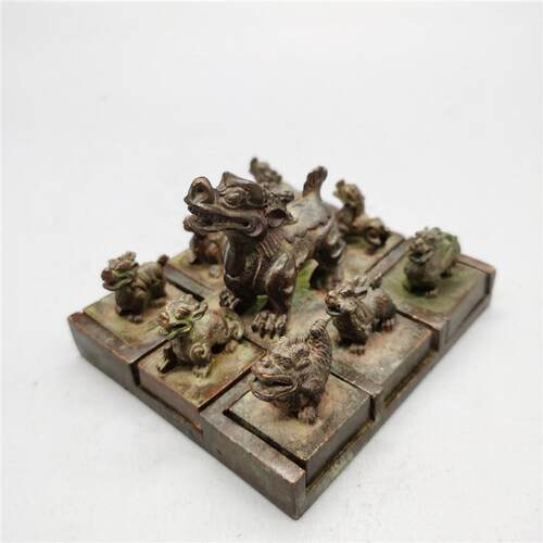 古玩杂项仿古做旧金石篆刻龙之九子印章书法印章铜工艺品摆件