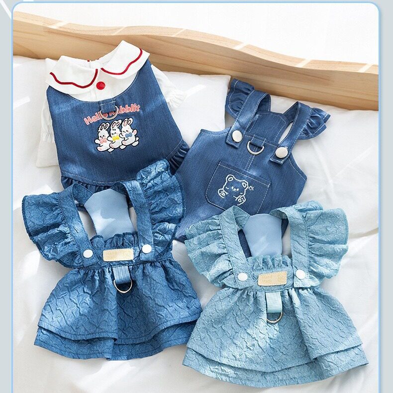 宠物牛仔小裙子猫咪狗狗夏季薄款宠物衣服猫咪服饰连衣吊带裙子