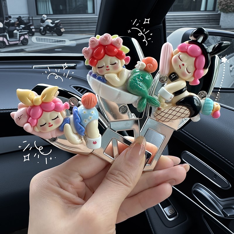 汽车安全插带卡头接头延长器车载卡扣隐藏式可爱卡通后排插头卡槽