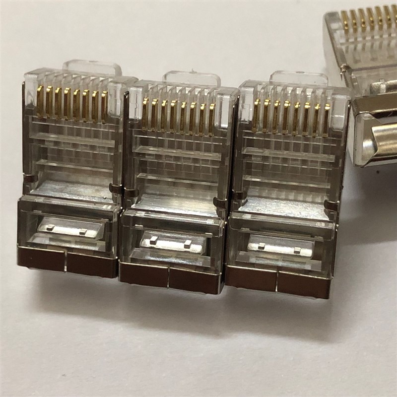 包邮AMP超六类带屏蔽水晶头RJ45 6类8P8C网络金属接头镀金100个