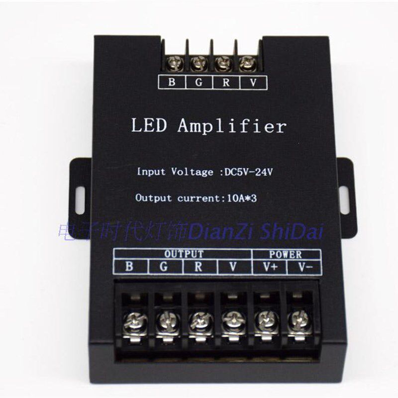 LED放大器 5-24V RGB分控器七彩灯条灯带三路放大器30A信号中继器