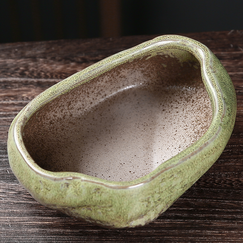 仿石头盆大号粗陶花盆陶瓷水培器皿清仓特价睡莲碗莲铜钱草专用盆