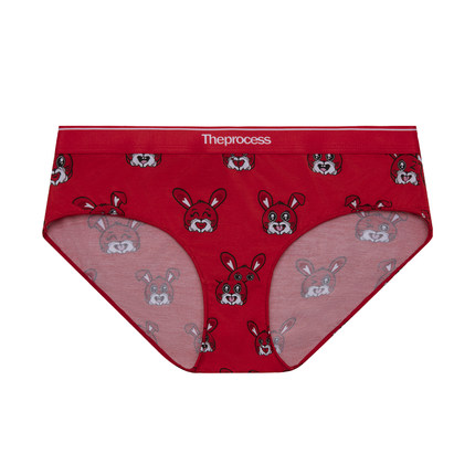 TP内裤情侣女新年卡通兔尾巴本命年红内裤三角裤中腰柔软结婚礼物