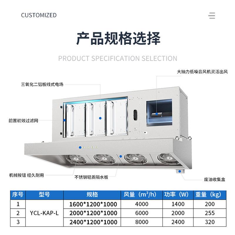 商用厨房油烟净化一体机低空不锈钢静电式油烟净化器饭店抽油烟机