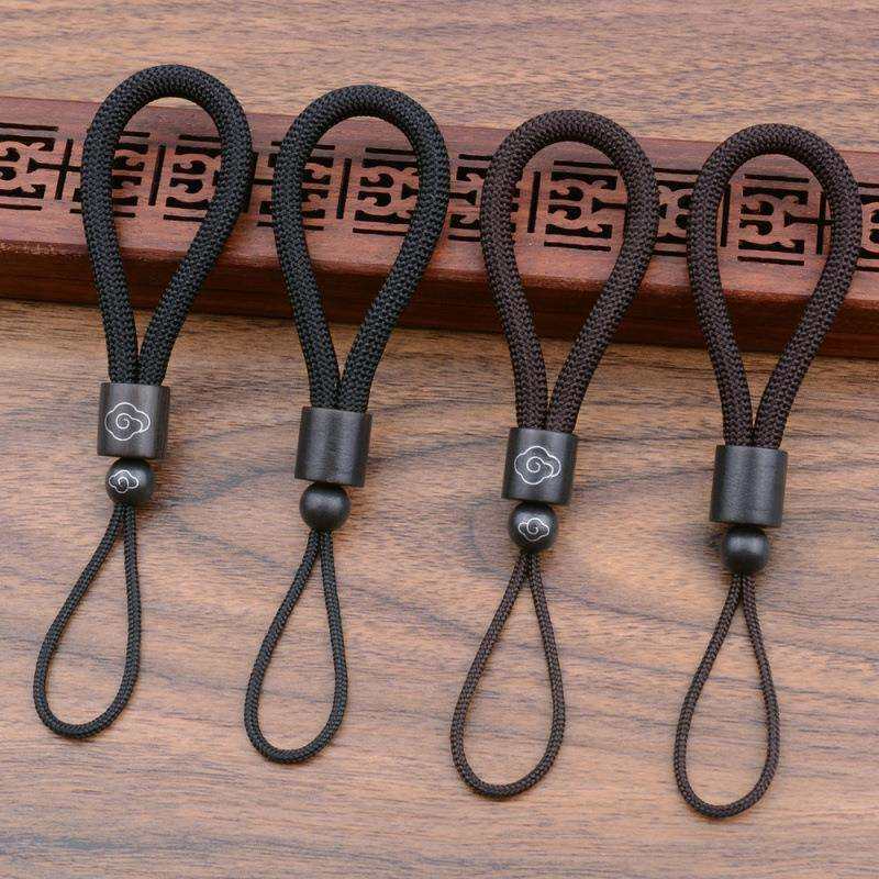钥匙挂绳感高档手工编织真黑檀木汽车钥匙扣防丢钥匙链多功能绳子