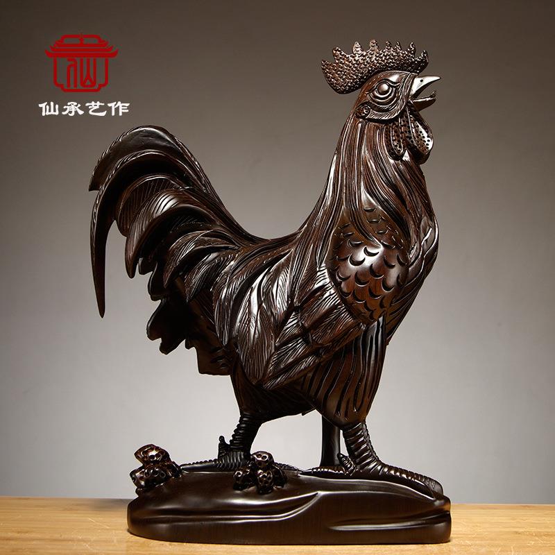 黑檀木雕刻大公鸡摆件实木质动物十二生肖鸡家居客厅装饰品工艺品