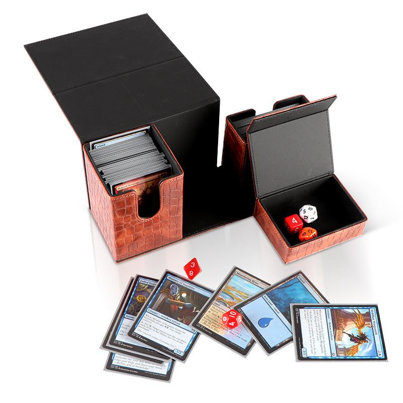 大容量三排盒100+YuGioh/MTG/TCG/CCG/pokemo n三国杀PU皮质卡盒