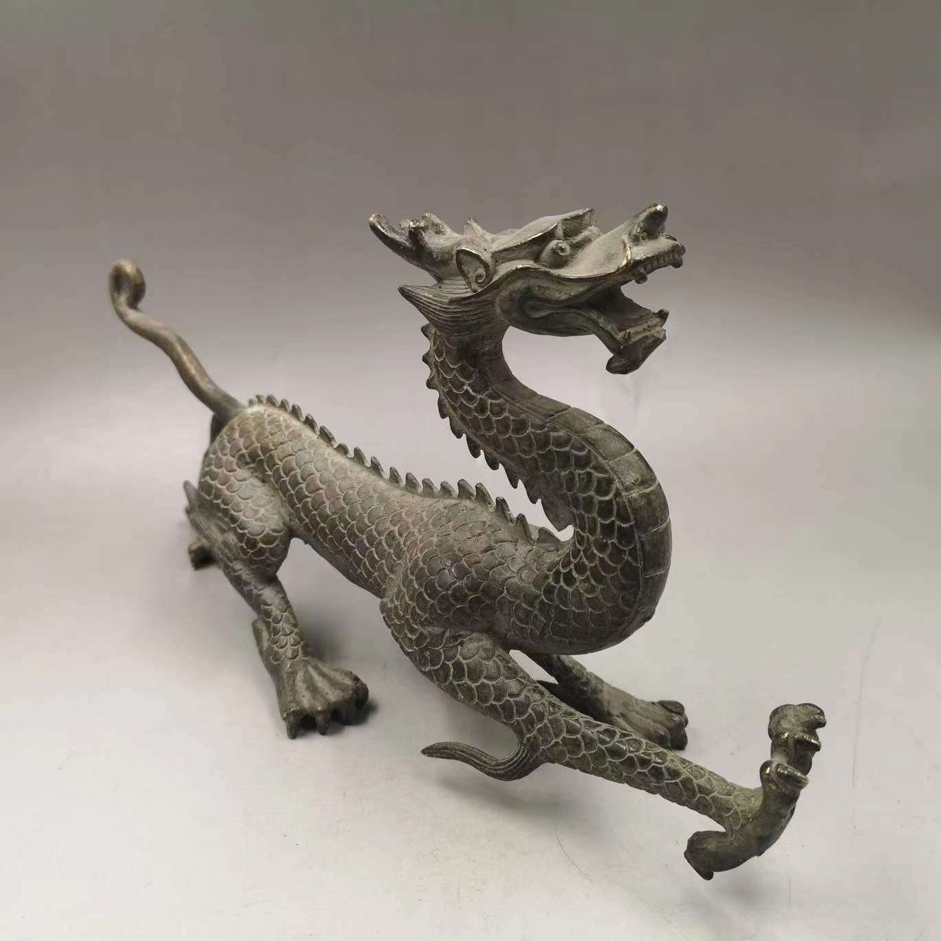 古董古玩仿古铜加厚老铜立体龙摆件铜器怀旧乡下收藏老货老物件