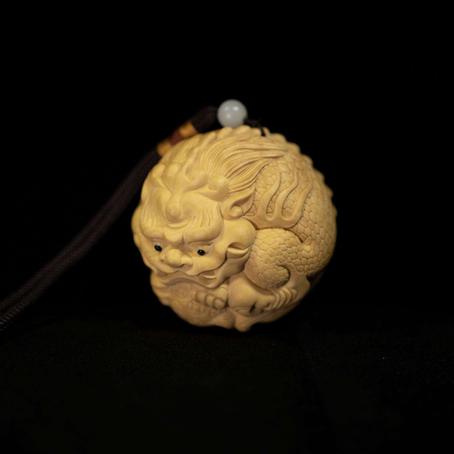 有求必应招财木雕貔貅小叶黄杨木雕钥匙扣木雕挂件文玩手把件