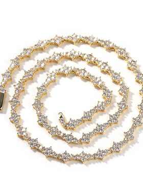 欧美个性镶钻嘻哈项链男说唱潮牌高级感弹簧扣飞机网球链饰品